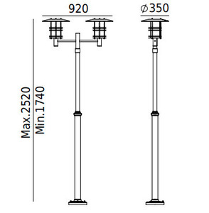 Latarnia ogrodowa/parkowa STOCKHOLM 283BL czarna 252cm 2 x E27 - NORLYS small 5