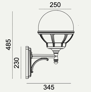 Kinkiet Zewnętrzny Kula BOLOGNA 361W E27 Czarny RAL-9005 - NORLYS small 1