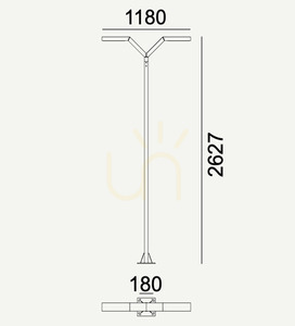 Podwójna latarnia ogrodowa/parkowa 263 cm TRYSIL 1000BL Grafitowy RAL-7016 - NORLYS small 2