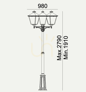 Latarnia ogrodowa / parkowa IP54 LONDON BIG 4135WH 3x13,4W 4000K biały - premium NORLYS small 3